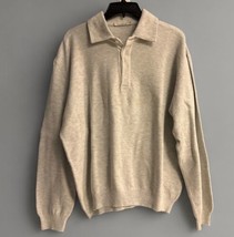 Ermenegildo Zegna L. Gray 100% Cotton Long Sleeve Polo Sz XL 54 Collared Sweater - £54.33 GBP