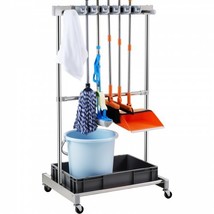 Garden Tool Organizer, 10 Slots with Hooks, Yard Tool Tower Rack with Wheels... - £65.93 GBP