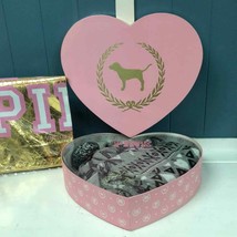 VS Victoria’s Secret PINk hat and scarf set heart gift box gold metallic... - £50.96 GBP