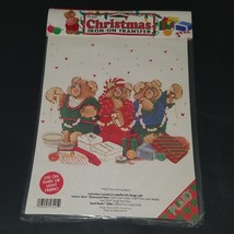 VTG Plaid Christmas Iron-On Transfer Tree Trimming Bears Angels Herd On High Cow - £7.74 GBP