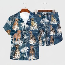 Shirt Summer Chihuahua Hawaiian Set 3D Printed Hawaii Shirt + Beach Shorts Men F - £81.11 GBP