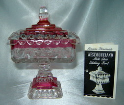 WESTMORELAND Ruby/Clear Crystal Flash Glass Footed Covered Compote Bowl,... - £15.28 GBP