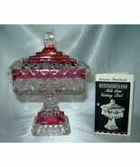 WESTMORELAND Ruby/Clear Crystal Flash Glass Footed Covered Compote Bowl,... - $19.50