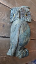 Vintage Stone Carved OWL Statue Yellow Eyes 8.25 inches - $99.00