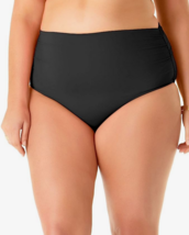 ANNE COLE Bikini Swim Bottoms High Waist Shirred Black Plus Size 22W $64 - NWT - £14.38 GBP