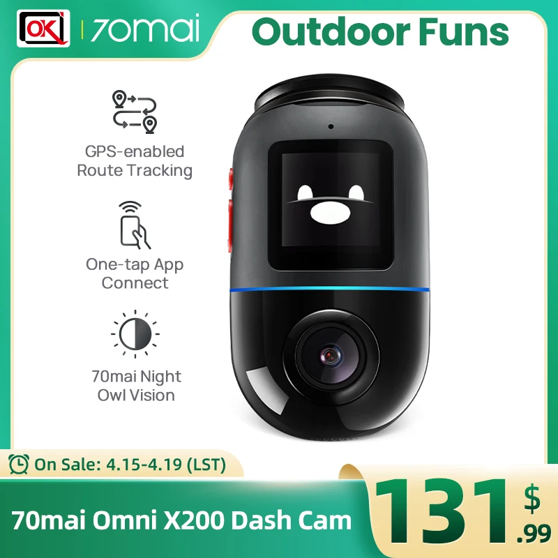 70mai Omni X200 360° Full View Dash Cam Built-in GPS ADAS Smart ParkingGuardian - £225.06 GBP+