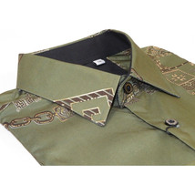 Men Sports Shirt by DE-NIKO Long Sleeves Fashion Print Soft Modal 2F008 Olive image 6