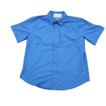 Reel Legends Shirt Mens XL Blue Cutaway Button Up Short Sleeve Collared Top - £15.89 GBP