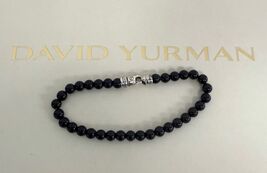David Yurman Sterling Silver Shiny Black Onyx Bead Ball Bracelet 6mm - $435.58