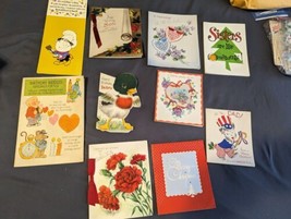 Vtg. Lot of 10 Greeting cards~ Birthday, Christmas, Valentines.... No Envelopes - £6.22 GBP