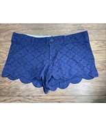 Lilly Pulitzer The Walsh Shorts Scalloped Navy Blue Shorts Size 6 KG JD - $19.80