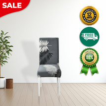 Anyhouz Chair Cover Gray Leaf Print Elastic Slipcover Dining Decor - $445.49 MXN