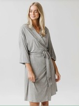 NEW Cozy Earth Women Stretch Knit Bamboo Kimono Robe Heather Gray Sz XS - £56.97 GBP