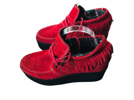 Creeper ShoesSize  US 7.5  Red Y.R.U. ERF Women Fringed Flatform Platform - £18.88 GBP