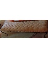 Beautiful Vintage Wrought Iron Bench with Tufted Velvet Upholstery – NEE... - €258,07 EUR