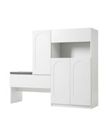White 2-in-1 Shoe Cabinet Storage Bench with Cushion - $5,701.62 MXN