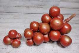 Vintage MCM Plaster Chalkware Burnt Orange Gold Paint Grape Cluster on Wood READ - £35.32 GBP