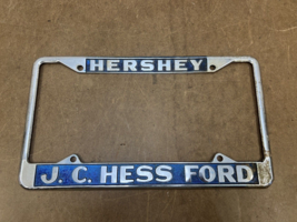 Vintage License Plate Frame HESS FORD HERSHEY Pennsylvania holder Robert W Brown - $39.99