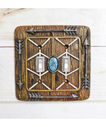 Faux Wood Indian Turquoise 4 Arrows Wall Double Toggle Switch Plates Set... - $35.60 CAD