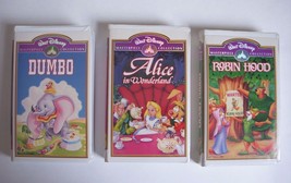 Disney Masterpiece Robin Hood ~ Dumbo ~ Alice in Wonderland 3 VHS Set EUC Tested - £25.88 GBP