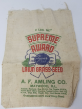 Supreme Award Lawn Grass Seed Bag AF Amling Maywood Illinois Red Green Blue - £11.87 GBP