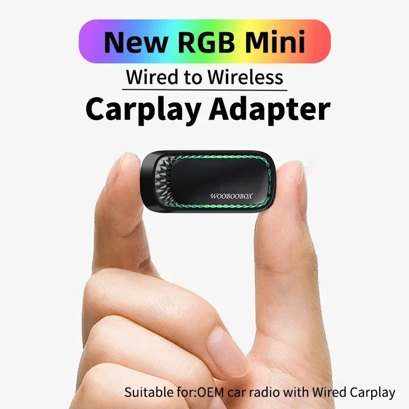 New RGB Mini Carplay AI Box for Apple Car Play Wireless Adapter Car OEM Wired - £42.26 GBP