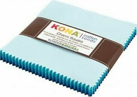 5&quot; Charm Pack Squares Kona Cotton Solids Pool Party Palette Blue Precuts M201.07 - £8.67 GBP