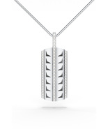 925 Sterling Silver Oxidized Textured Moissanite Pendants Necklace Mens ... - $164.45 CAD