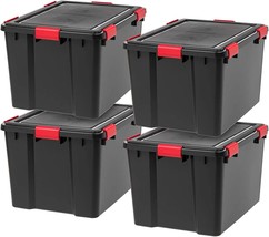 Iris Usa 74 Quart Weatherpro Plastic Storage Box, Weathertight, Black With Red - £119.83 GBP