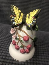 Vintage Lefton Butterfly &amp; Roses Bell 1992 Hand Painted Porcelain SRN 0521 - £35.23 GBP