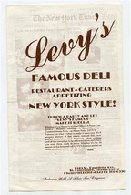 Levy&#39;s Famous Deli Menu Pasadena Ave St Petersburg Florida  - £14.09 GBP