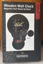 Guinness Clock &amp; Magnetic Dart Board  &amp; 3 Darts: Opened NIB ; Tested - $69.29