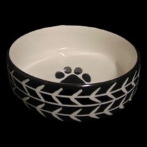Signature Housewares WHITE ARROW Pet Bowl Cat Dog Water Food Ceramic Black White - £11.65 GBP