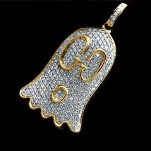 Men&#39;s Gucci Ghost Pendant in 0.95 CT Round Sim Diamond in 14k Yellow Gold Plated - £110.00 GBP