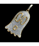 Men&#39;s Gucci Ghost Pendant in 0.95 CT Round Sim Diamond in 14k Yellow Gol... - £109.09 GBP