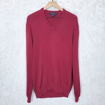 Brooks Brothers Pima Cotton Sweater Red V Neck Pullover Ribbed VTG Mens ... - £18.60 GBP