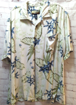 Havana Jacks Cafe Hawaiian Floral beige blue Button Down Shirt Men XL rayon - £13.25 GBP