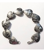 1990s Vintage Sterling Silver Broken &amp; Mended Hearts Bracelet Designer S... - £77.39 GBP