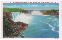 Postcard American &amp; Horseshoe Falls International Bridge Niagara Falls New York - £1.70 GBP