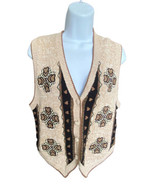 Christopher &amp; Banks Sleeveless Button Front Embroidered Sweater Vest Size M - $26.99 CAD