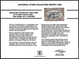 USPS PS48 Souvenir Card, National Stamp Collecting Month 1983, $2 Bridge stamp - $5.55