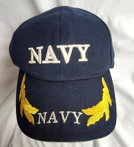 Hat US Navy Blue Cap Strapback Gold Scrambled Eggs Veteran Military - $7.98