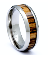 Titanium Wedding Ring Zebra Wood Inlay Engagement 8 MM Comfort Fit Band ... - $33.70 CAD