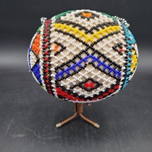 Vintage South African Northern Ndebele Hand Beaded Colorful Hollowed Ostrich Egg - £116.76 GBP