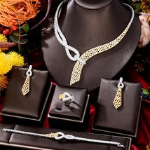 4PCS Luxury African Jewelry Set For Women Wedding Bridesmaid Jewelry Sets Neckla - £147.49 GBP