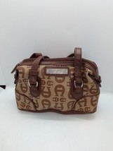 Etienne Aigner Brown Leather Double Handle Zip Closure Handbag  - £15.64 GBP