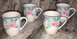 Coffee Cups Mugs Dinnerware 12oz Pink/Blue Flowers-Set Of 4 Royal Norfolk-NEW - £46.45 GBP