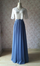 DUSTY BLUE Full Tulle Skirt Wedding Bridesmaid Plus Size Long Tulle Skirt image 1