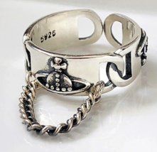 Anine Silver Orbit Blvck Chain Saturn Planet Rb Hat Paris Designer Ami Bing Ring - £7.95 GBP