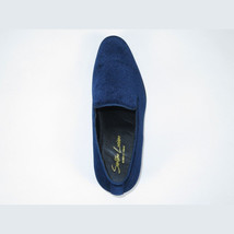 Mens Santino Luciano Shoes Soft Velvet Slip on Loafer Formal C351 Navy Blue image 7
